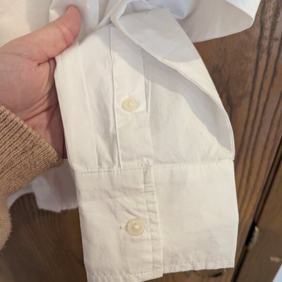NWT Loft Button Down Collar "Bib" Textured White Blouse-M - Picture 4 of 6
